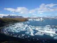Blick vom Südufer des Jökulsárlón Sees
